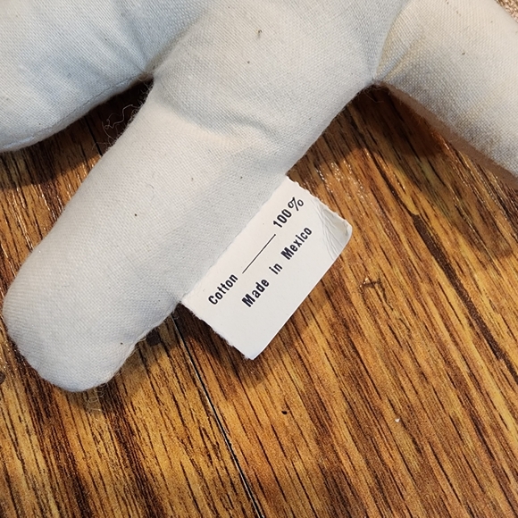 Set of 2 Vintage Unfinished Muslin Fabric Plush Ragg Dolls With Beaded Eyes 5.5" - Picture 3 of 6